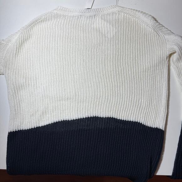 Vince Women‎ Sweater White Black Colorblock Linen Open Knit V195575451 XS - Picture 2 of 10